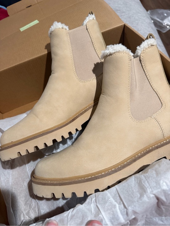 J. Crew Shoes - J. Crew Cream Chelsea Lug Ankle Boots with Faux Shearling Trim